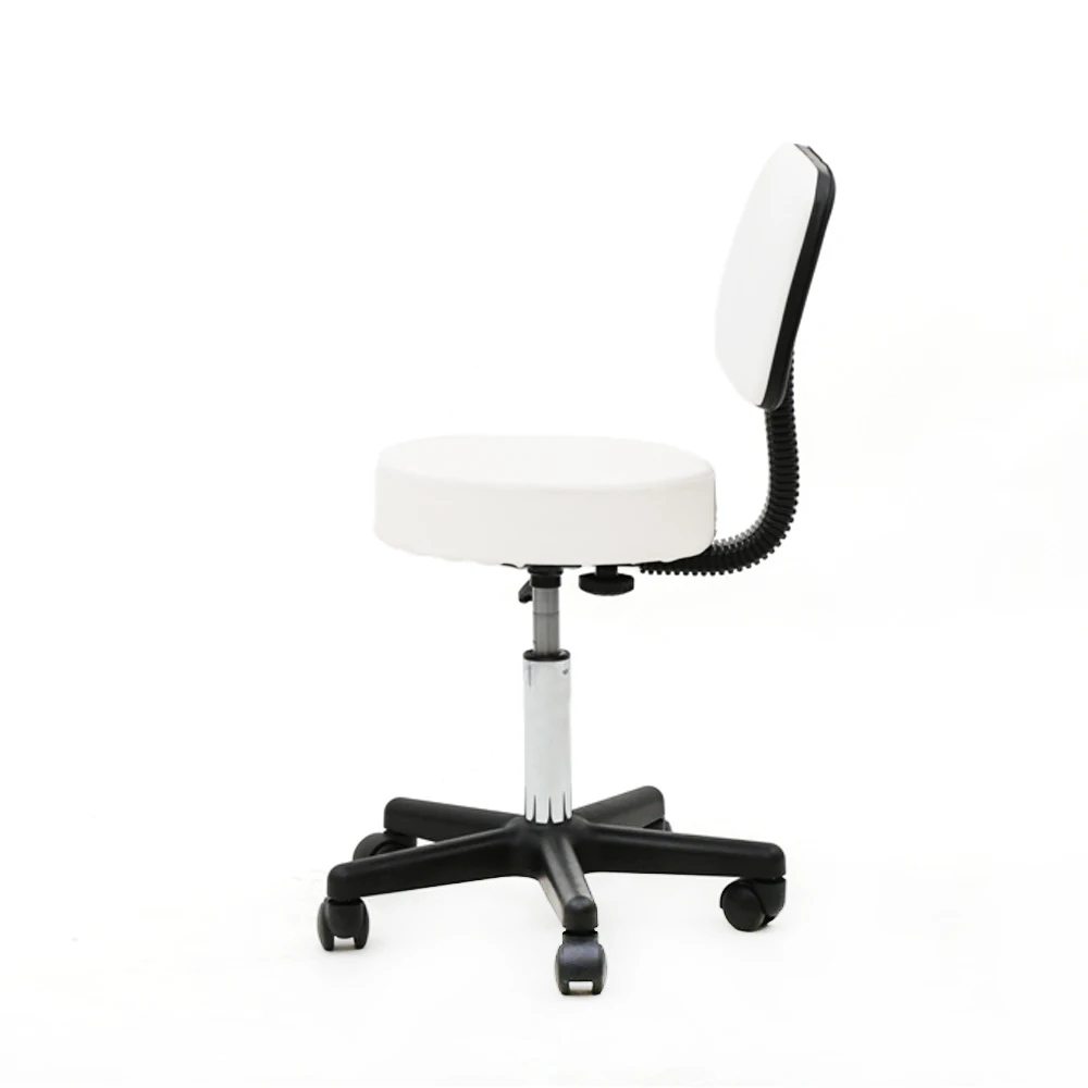 360 Degrees  Adjustable Round Shape Plastic Adjustable Salon Stool with Back White Bar Stool Chair  Bar Stools Modern