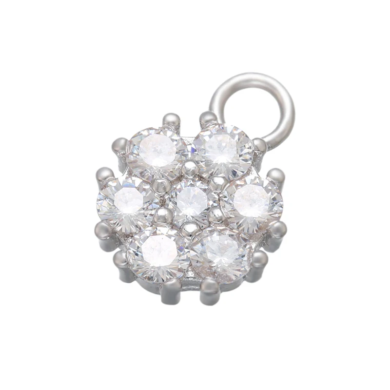 2Pcs/lot,Gold-Color CZ Crystal Charms Pendants for DIY Women\'s Jewelry Making Accessories Flower Necklace Charms:VD819