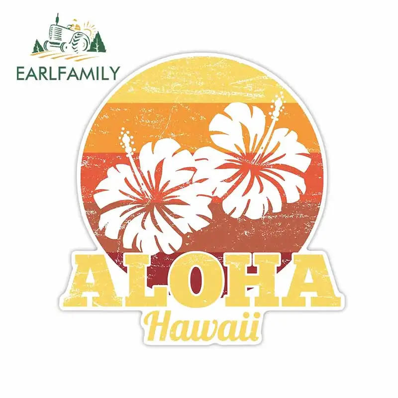 EARLFAMILY 30cm x 28.4cm for Aloha Hawaii Summer Flower Vinyl Car Stickers Waterproof Decal for Vehicle Suitcase Surfboard