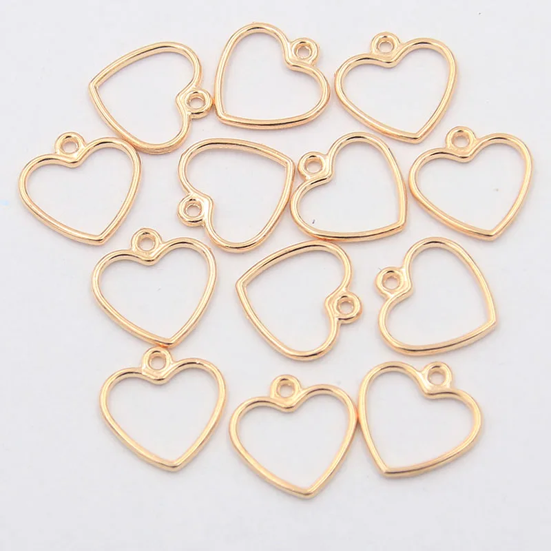 100PCS 12*12mm 2 Color Metal Zinc Alloy Hollow Out Hearts Charms Fit Jewelry Pendant Charms Makings DIY Handmade Craft