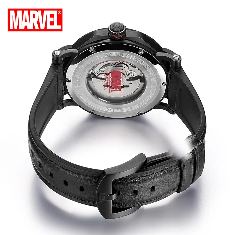 DISNEY Official MARVEL Capitain America Cartoon Men Skeleton Automatic Casual Wristwatches 3D Stereo Japan Seiko Mechanical