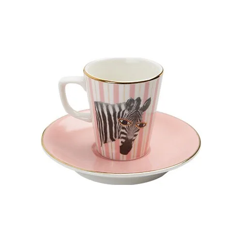 Zebra With Dish Coffee cup 75 cc 1 Pcs Tea Coffee Cups Tea Coffee Sets Tea Coffee For Trophy Turkish Tea cup Set Glass