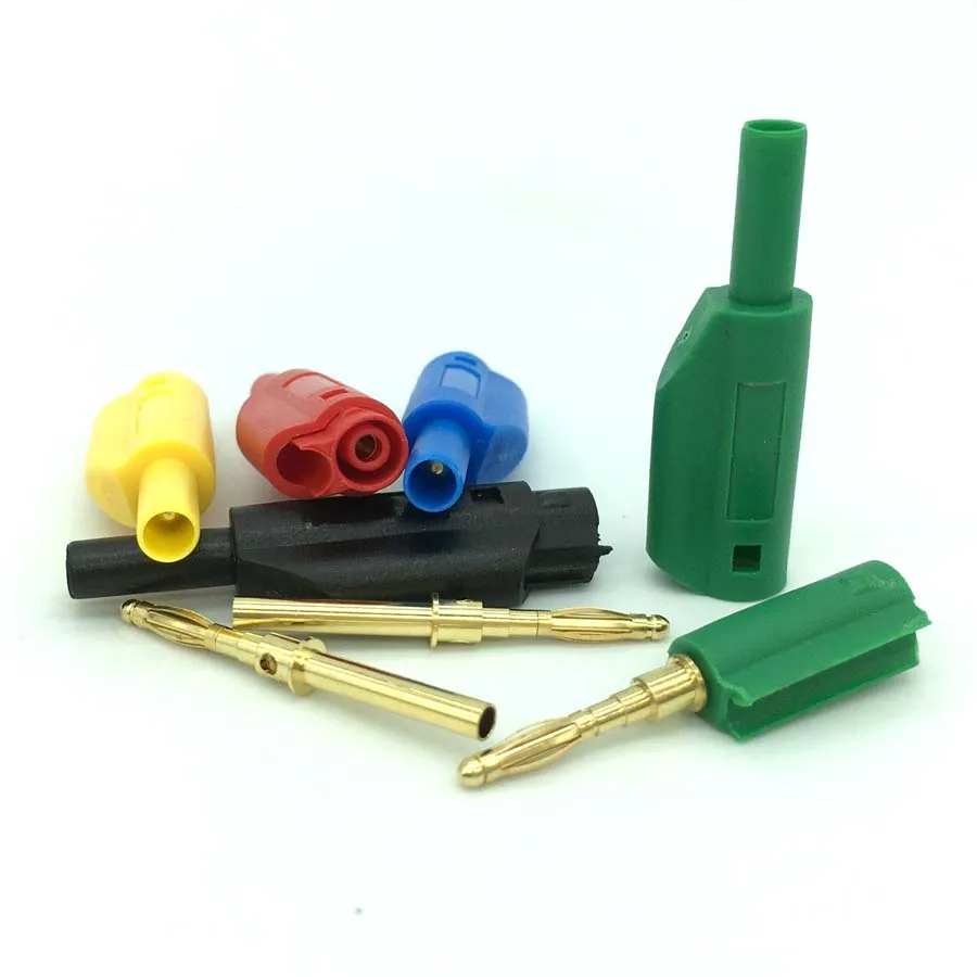 50 Pcs 5 Colors 10A Gold-plated 2mm Banana Plug Small Lantern Overlay Adaptor Connector Pure Copper Power Supply Terminal