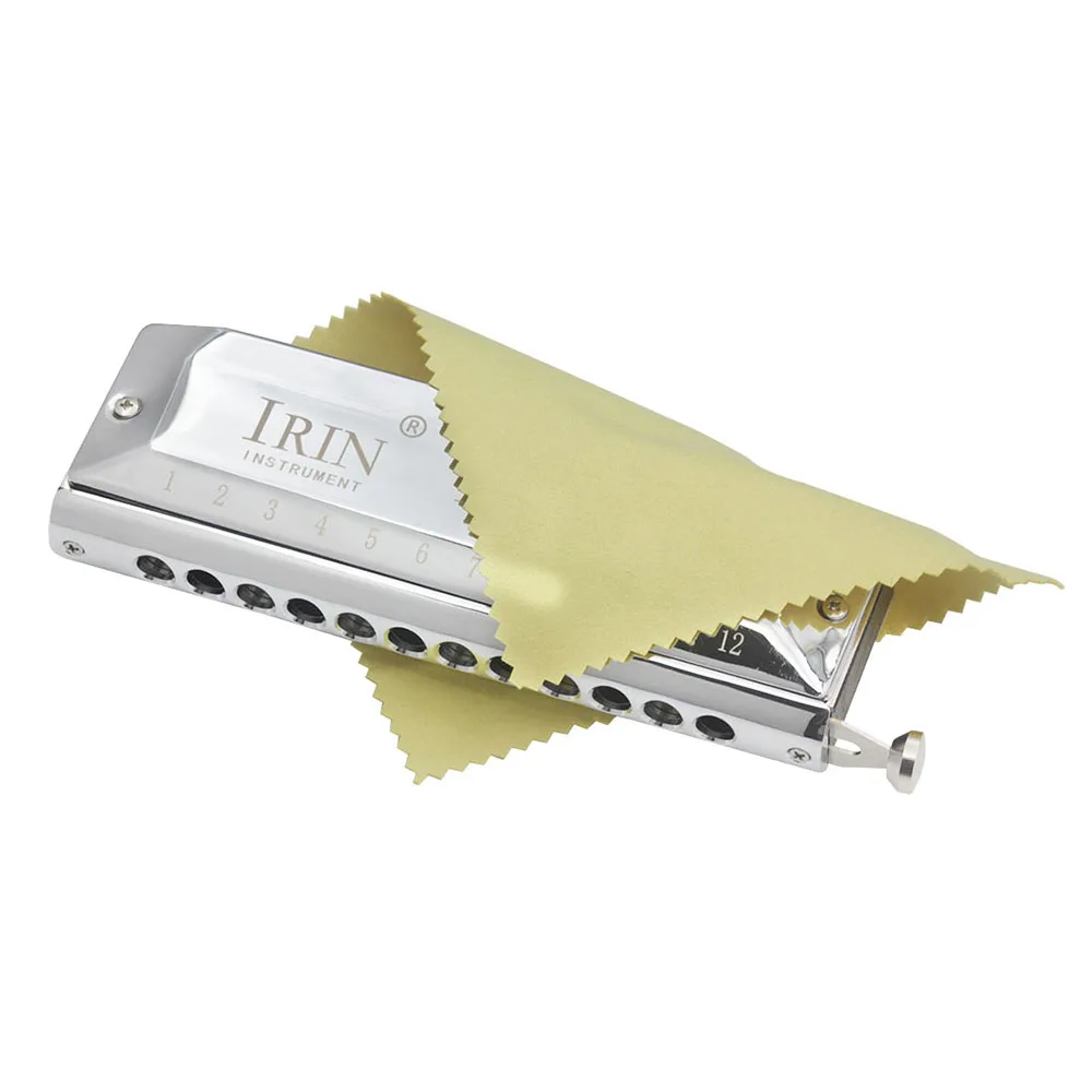 IRIN 12 Hole 48 Tone Silver Harmonica Half Scale Professional Woodwind Instrument Tones Semitones Switch Mouth Organ Music Gifts