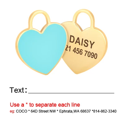 Custom Heart Dog ID Tag Engraved Small Medium Large Pet Nameplate Stainless Steel Personalized Fashion Gold Dog Tag Anti-lost