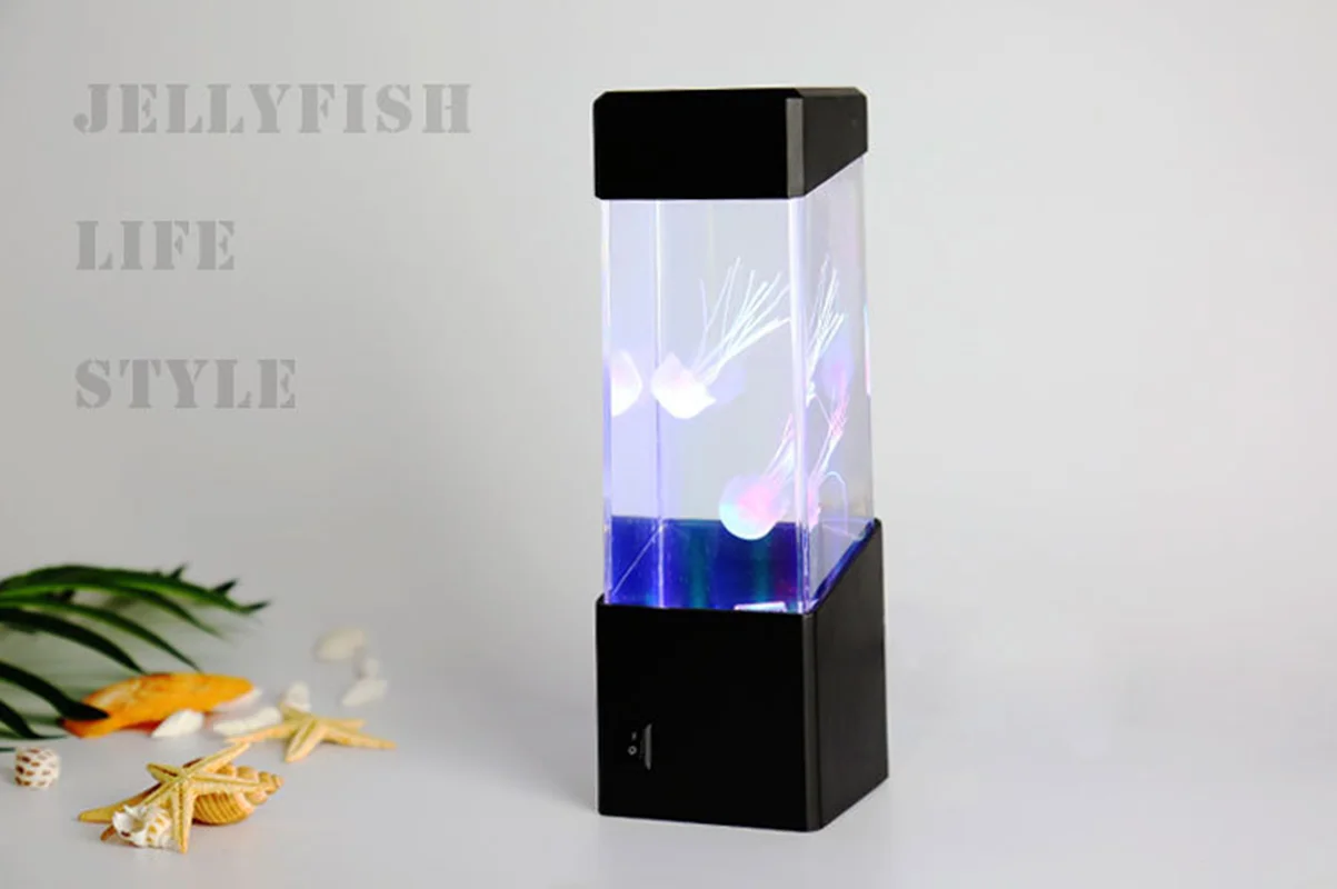 Desktop creative simulation fish tank colorful color changing jellyfish Aquarium