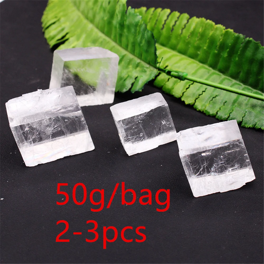 천연 투명 백색 광학 방해석 광물 표본, 치유용 크리스탈 석영 스톤, 홈 데코, 50g