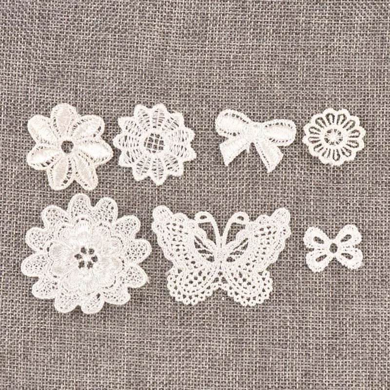 10-50pcs Random Mixed Flower Pattern Embroidered Lace Applique Mesh Trim For Garment Accessories Decoration Sew DIY Fabric C1501