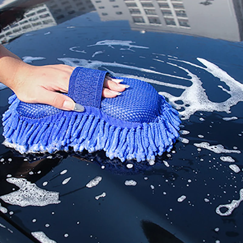 Foam Gloves Car wash gloves car cleaning sponge Car Window Cleaning Ultrafine Fiber Chenille Sponge Car Cleaning  Brush Supplies