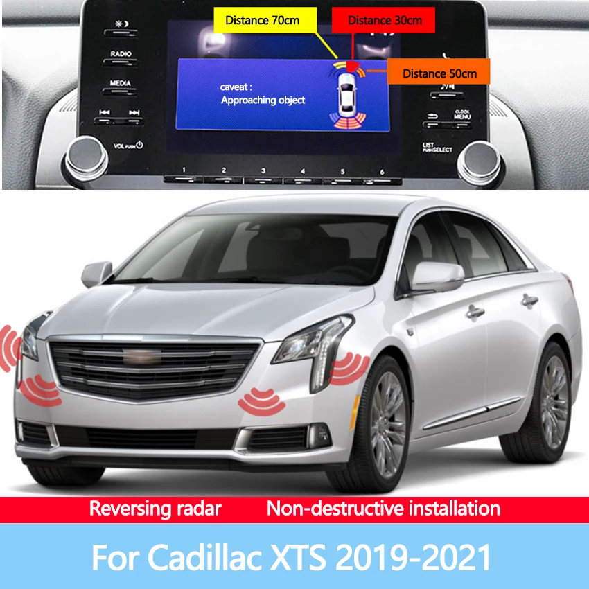 Car Parking Sensor Reverse Backup Radar 8 Probes Beep Show Distance on Display Sensor Video System For Cadillac XTS 2019-2021