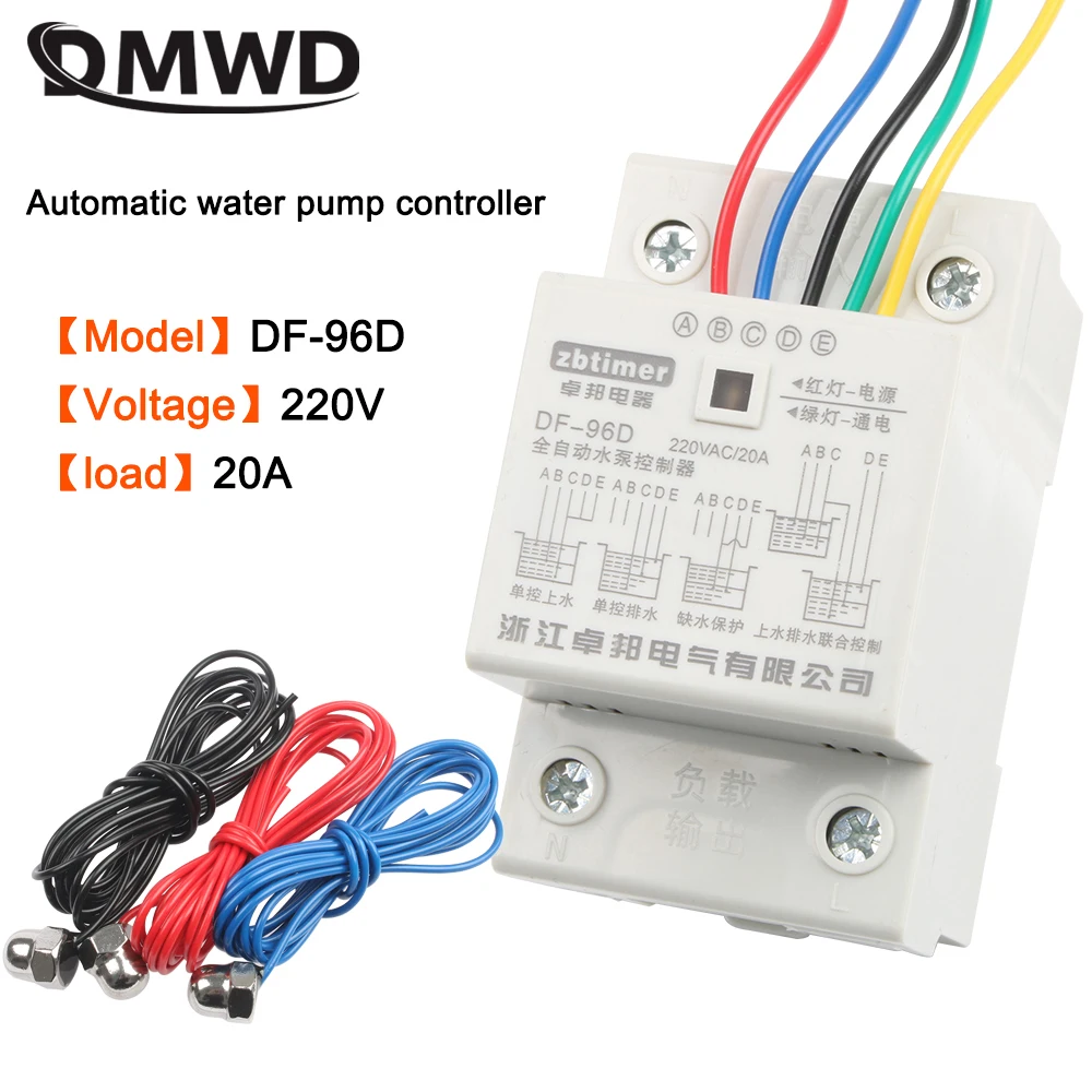 DF-96D Cistern Automatic Liquid Switch Protection Automatic Water Level Controller Pump Controller 1.95M Probes Wires 20A 220v