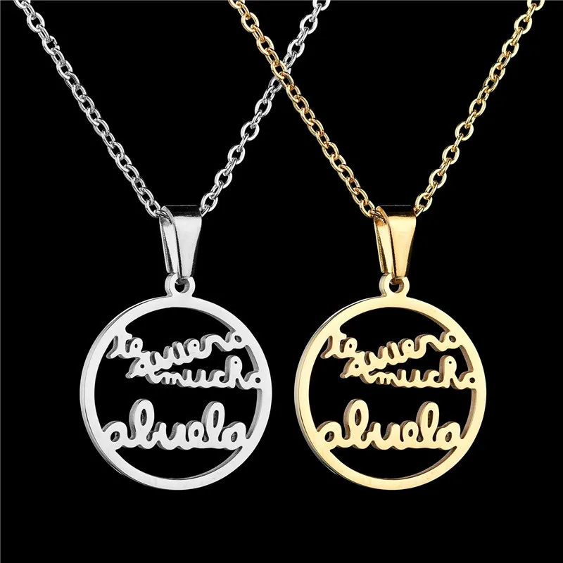 XLNT 2019 Fashion Stainless Steel Grandmother Pendant Necklace Love Grandma Statement Necklace For Family Gift