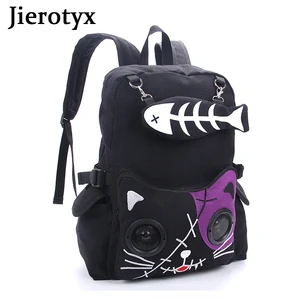 Jierotyx-Cat Canvas Animal Cat für Frauen, Gothic-Spiele, Fischknochen, Bluetooth-Taschen, Mädchen Geschenk 10 Hauptverkaufsfisch -Rucksack - №3