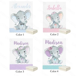 LVYZIHO Personalized Name Custom Baby Blanket Blue Pink Elephant Stripe Boy / Girl Blanket - 30x40 /48x60 /60x80 Inches Blanket