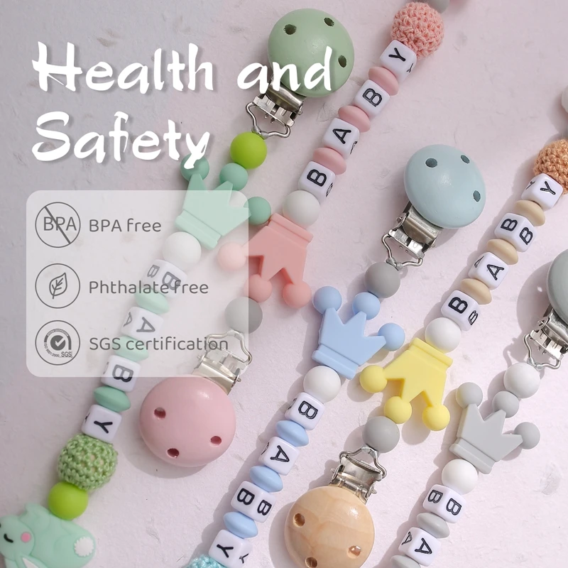 Let 'S Make Baby Pacifier Chain สัตว์ Teether โครเชต์ลูกปัดซิลิโคนเกรดอาหารกระต่ายเด็กแรกเกิดความปลอดภัย Chew ของเล่น BPA ฟรีจี้