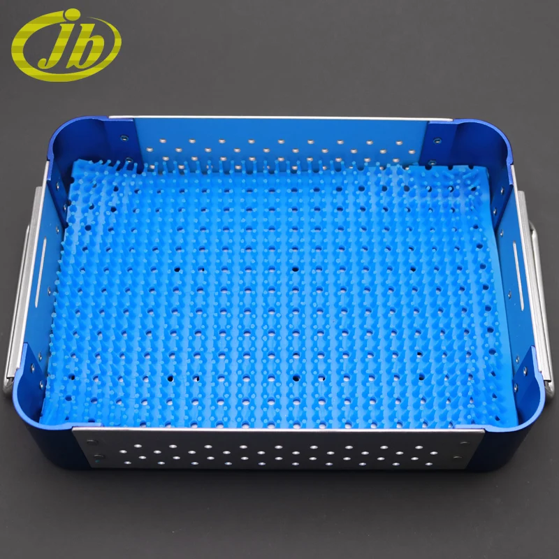 Sterilising trays 24*18*6cm single-deck aluminium alloy blue surgical operating instrument cosmetic plastic surgery