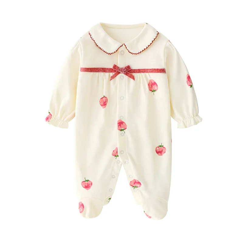 Vêtements d\'automne en coton pour bébés filles, barboteuse mignonne