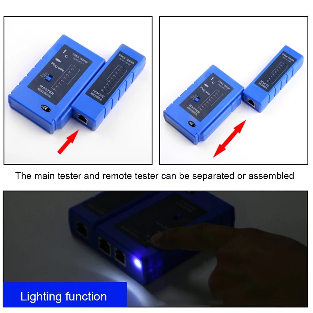 Xintylink ağ rj45 test cihazı tel RJ11 rj12 telefon hattı 8p8c 6p4c rg45 ethernet kablosu ana uzaktan seri testi rj 45