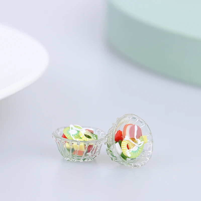 1PC 1:12 Scale Miniature Dollhouse Vegetable Fruit Salad Bowl Mini Play Food for Doll House Food Kitchen Accessories Toy