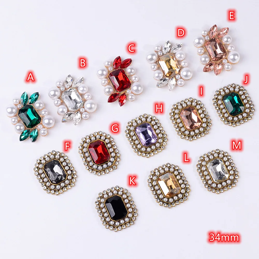 Luxury Clothes Decoration Pearl Buttons Embellishments for Clothing 10pcs Fashion Buttons with Rhinestones Golden Blouse Buttons