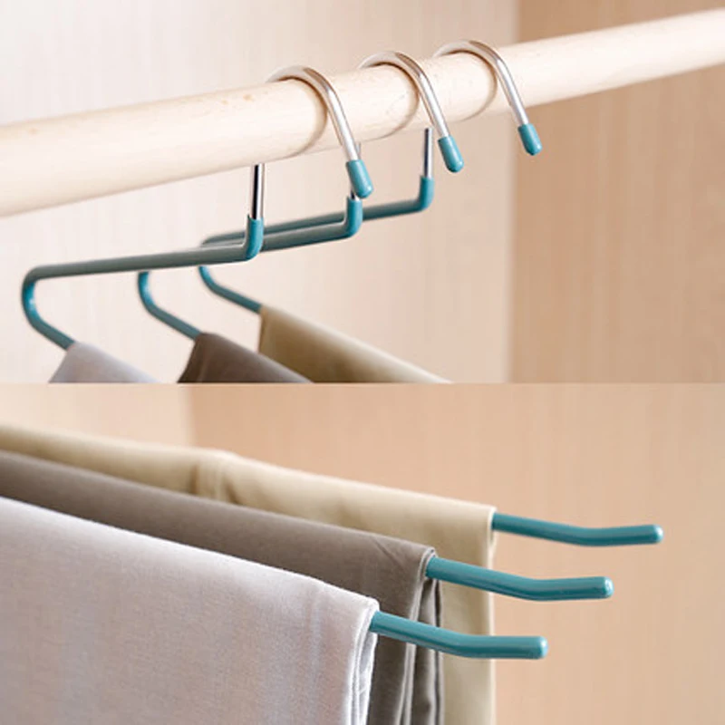 10pcs/lot 36cm Durable Metal Hangers Non Slip Rubber Coating Slim Space Saving Open Ended Design for Easy-Slide Pant Jeans Slack