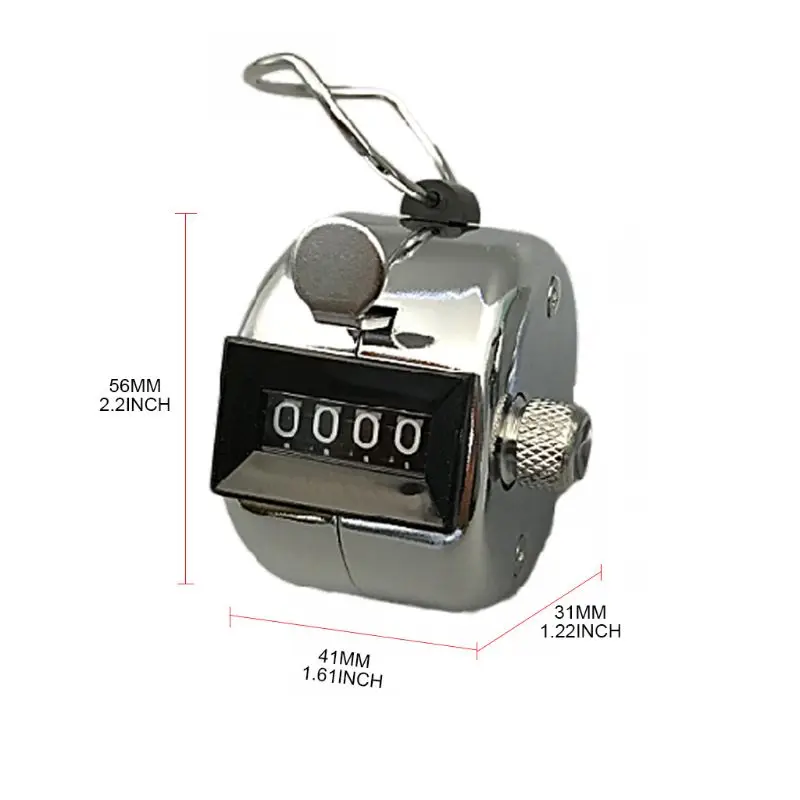 2024 New Hand Tally Counter Stainless Steel 4 Digit Mechanical Clicker with Finger Ring