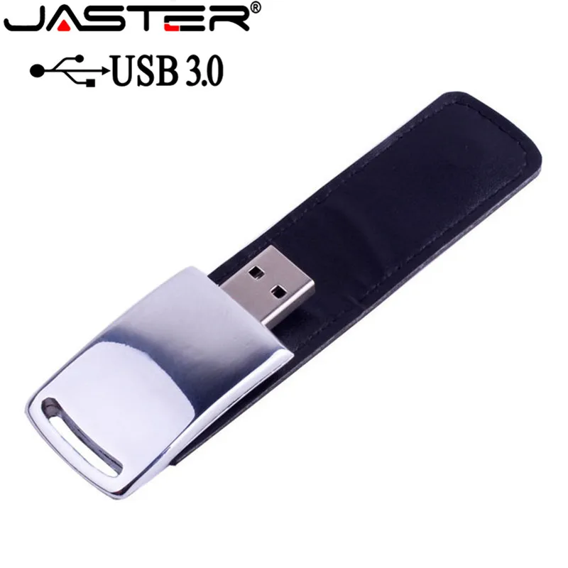 JASTER USB 3.0 customer LOGO metal leather usb + gift box usb flash drive pendrive 4GB 8GB 16GB 32GB 64GB memory stick U disk