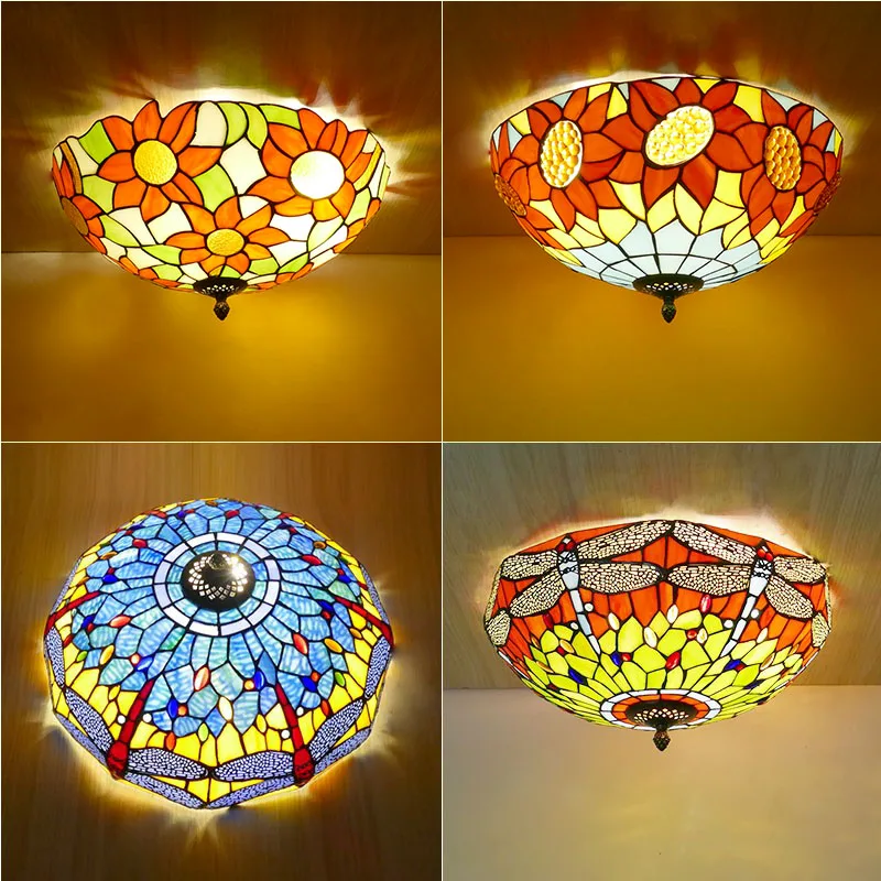 

Garden GLASS living room lamp bedroom aisle balcony round ceiling art lamp European lamp