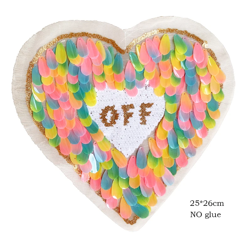 Heart-Shaped Sequins Patches, Embroidered Clothing Accessories, Reversible Sequin Letters, Wholesale