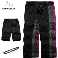 NUONEKO Outdoor Quick Dry Women Men Pants Removable Waterproof Trousers Climbing Tourism Camping Fishing Hiking Cargo PantsPNT05