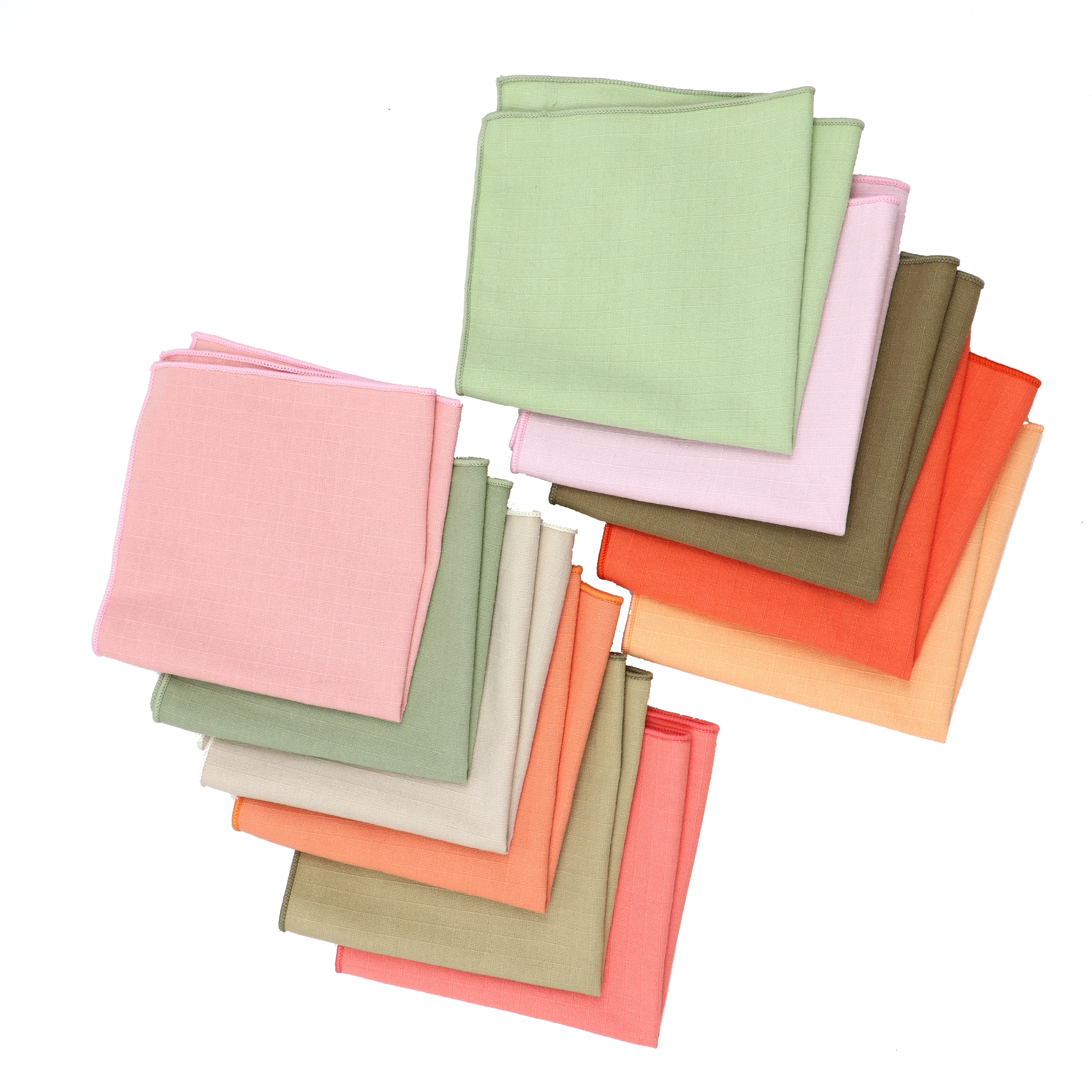 Solid Color Cotton Linen Handkerchiefs Woven Pocket Square Mens  Peach Pink Green Casual Square Pockets Handkerchief Towels Gift