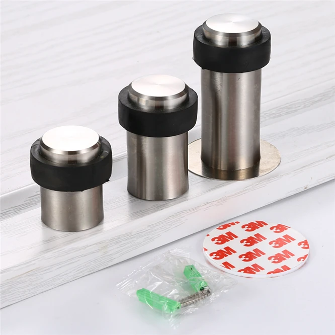 

Cylinder Wall Mount Stainless Steel Door Stop Stopper Doorstop height 46mm 60mm 80mm Silent Rubber anti-collision door stop