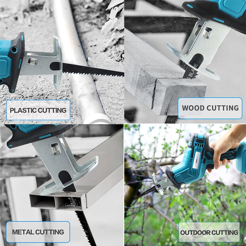 NEWONE Cordless Reciprocating Saw Compatiable With Makita 18V Battery Self-locking Chuck 10mm Stroke LED Lighting