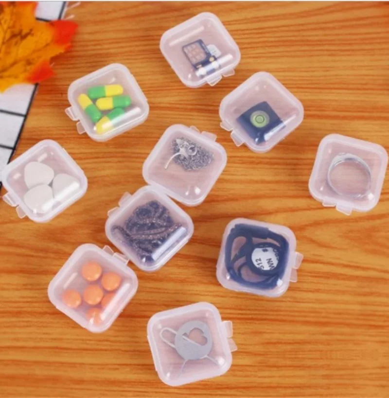 5 Pcs Small Boxes Square Transparent Plastic Box Jewelry Storage Case Finishing Container Packaging Storage Box for Earrings