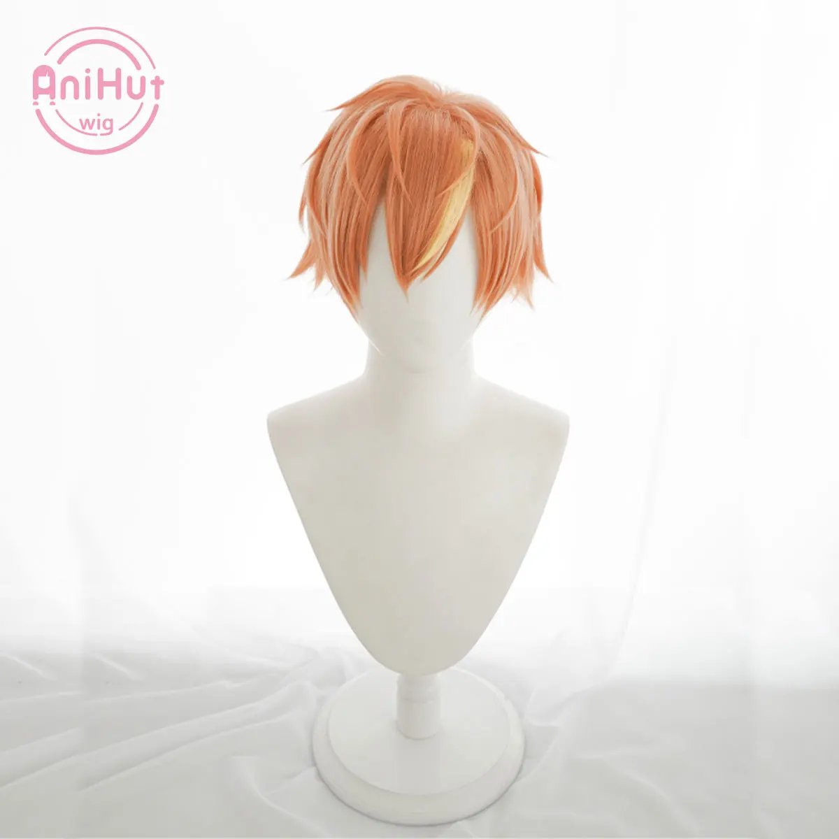 【AniHut】Shinonome Akito Orange Cosplay Wig Project SEKAI COLORFUL STAGE! Heat Resistant Synthetic Cosplay Hair Shinonome Akito