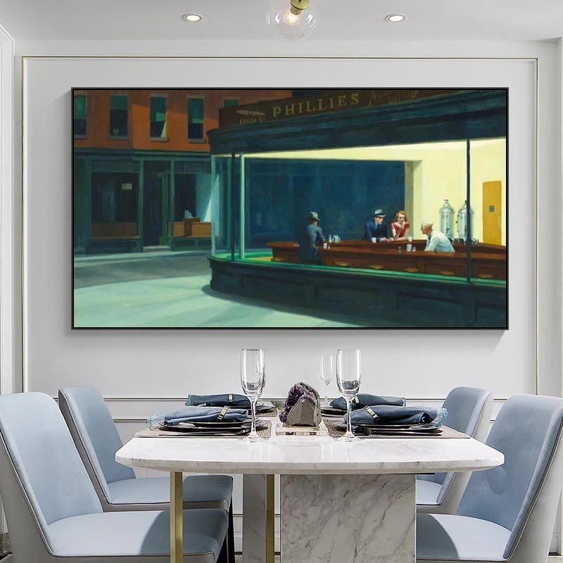 

Wall Art Painting Wall Canvas Art Poster and Print Wall Art Nighthawks by Edward Hopper Picture for Living Room Home Decor