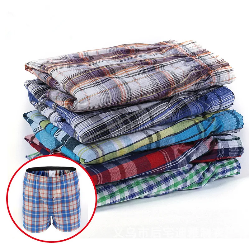 Underwear Men 5pcs Lot Loose Shorts Men\'s Panties Cotton boxer male plus Large big size Comfortable Soft plaid under wear sexy