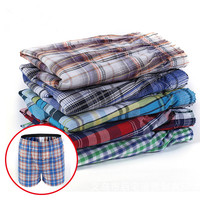 Underwear Men 5pcs Lot Loose Shorts Men's Panties Cotton boxer male plus Large big size Comfortable Soft plaid under wear sexy