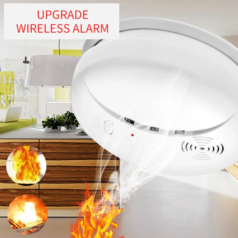 Imagem -05 - sem Fio Smoke Alarme Sensor Home Security Alarm System Roubo Alarme Trabalhar com Gsm Wifi 433mhz