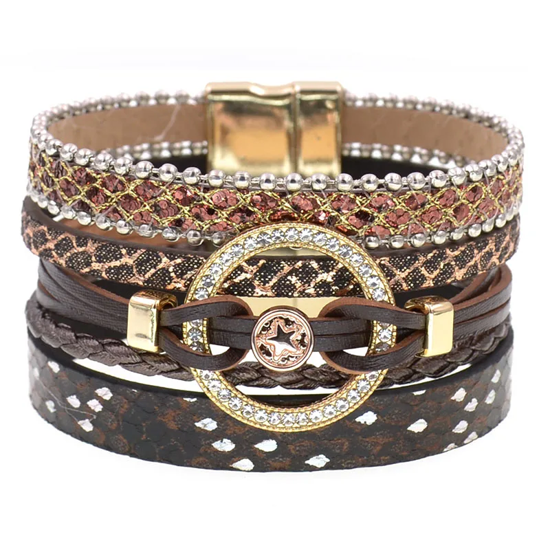 Charm Leather Bracelets For Women Trendy Boho bracelet Multilayer Wrap Bracelet women Female Jewelry