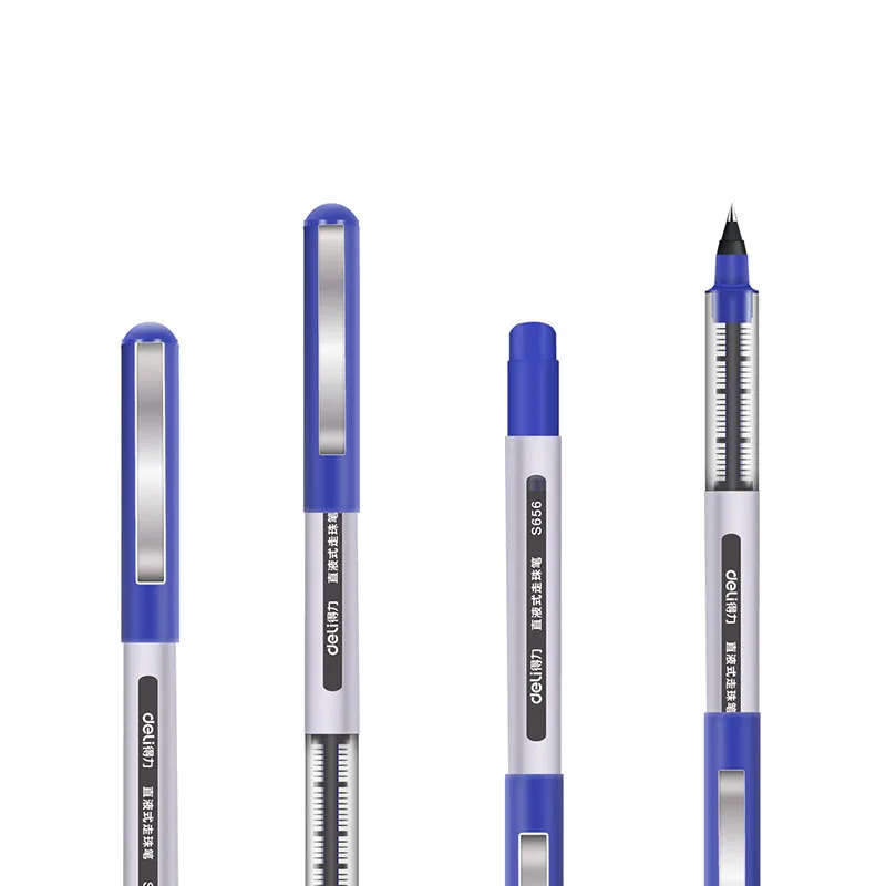 Deli Direct 3 Pieces Large Liquid Ballpoint Pen Tungsten Steel Ball Pen Office Stationery Student Black Pen 0.5mm Gel Pen