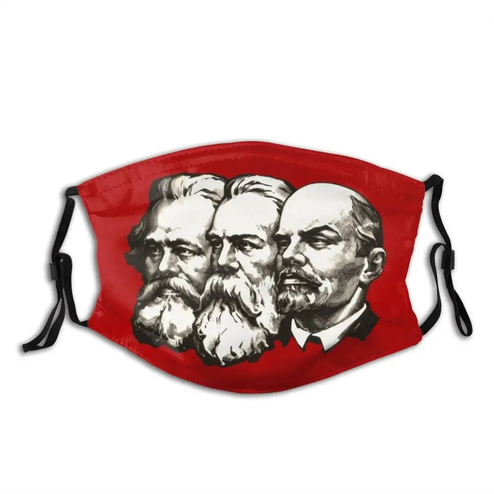 Marx , Engels And Lenin Print Washable Filter Anti Dust Mouth Mask Soviet Propaganda Ussr Vintage Marx Engels Lenin Face