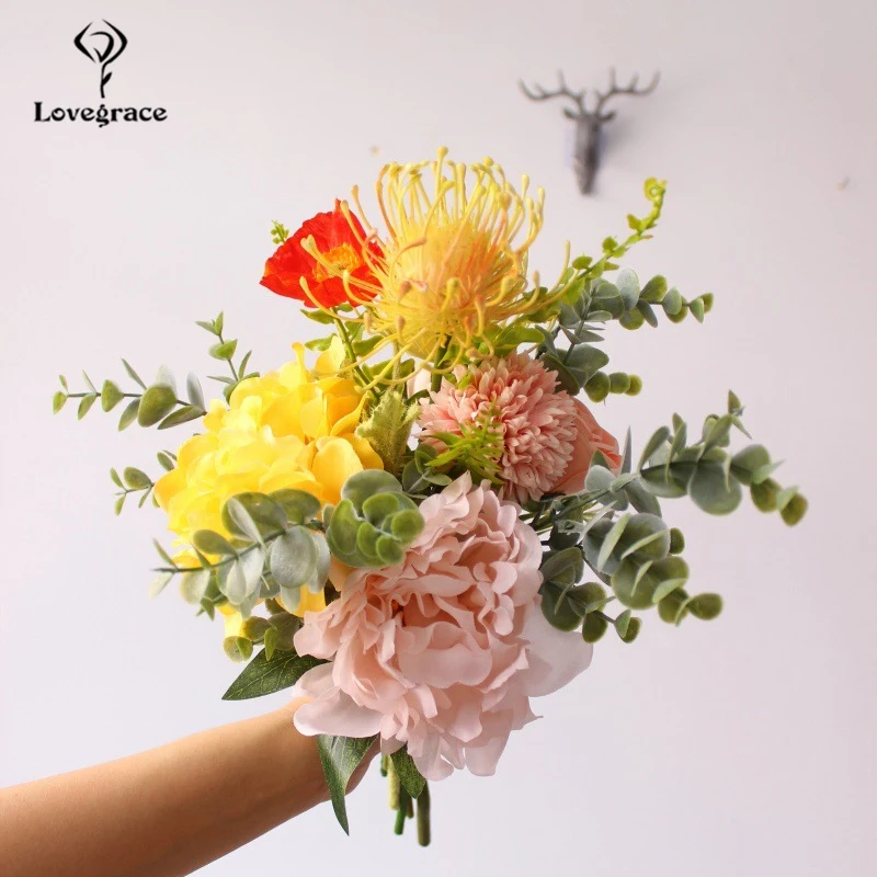 Lovegrace Wedding Bouquet สำหรับ Bridesmaid เจ้าสาวประดิษฐ์ดอกไม้งานแต่งงานเจ้าสาวแต่งงานอุปกรณ์ตกแต่งบ้าน