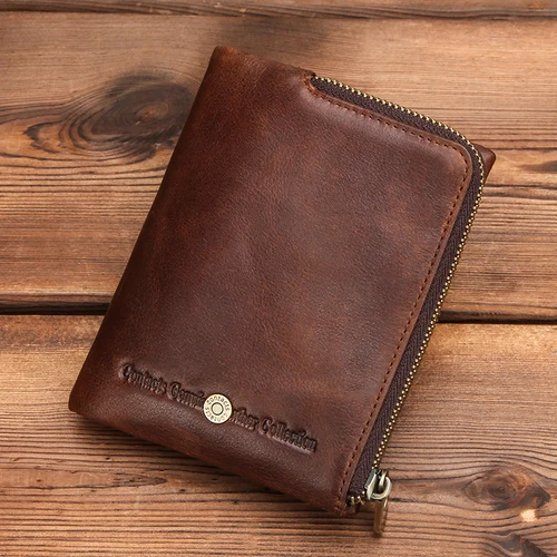 Imagen 2 del producto CONTACT'S-billeteras cortas de cuero genuino para hombre, monedero de alta calidad con Clip para dinero, Mini billetera masculina, bolso de mano