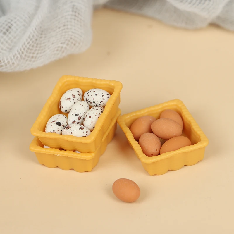 1:12 Dollhouse Miniature Mini Egg With Tray Kitchen Food Accessories Model Toys Doll House Cooking Game Food