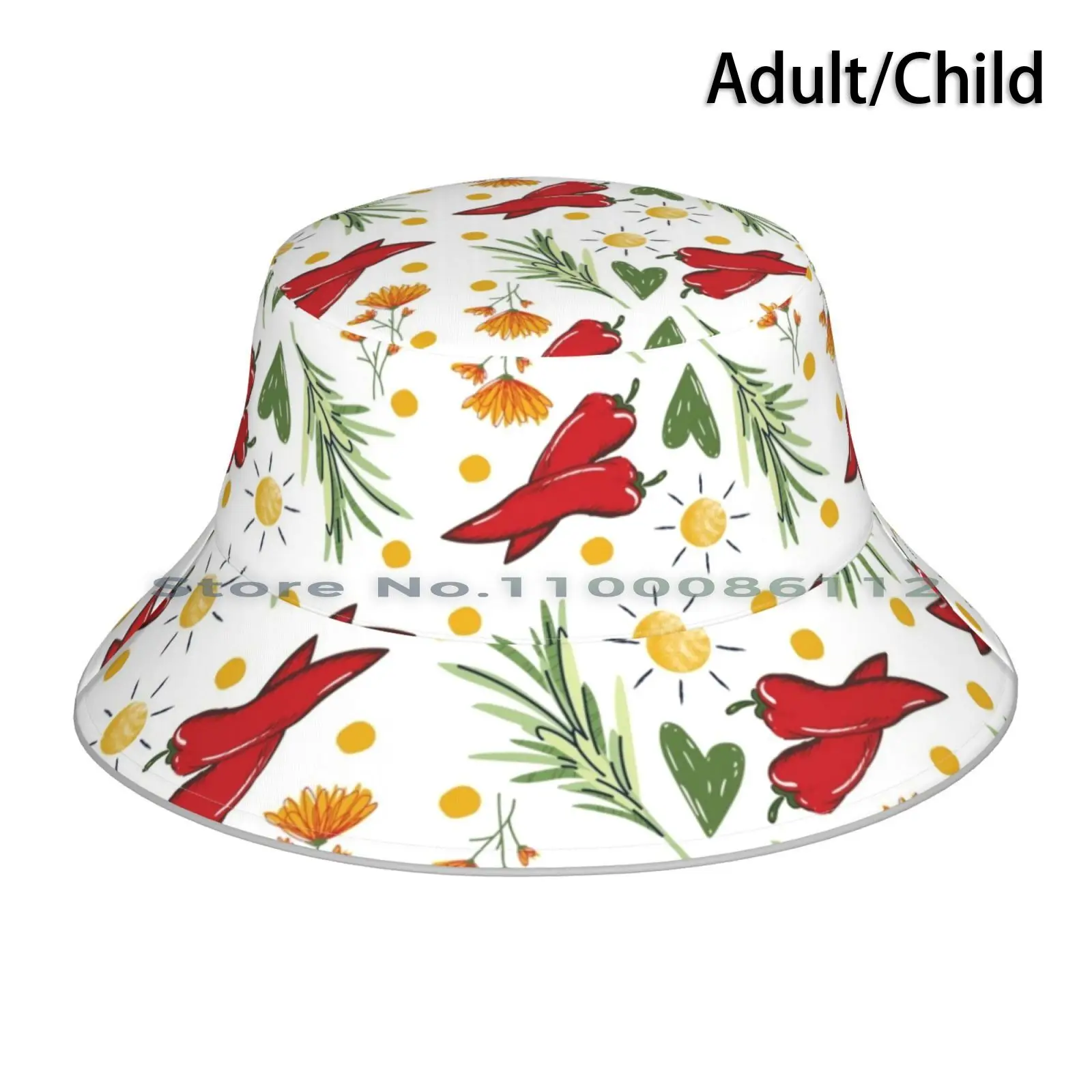 Ajvar Pattern Bucket Hat Sun Cap Ajvar Eva Pejova Darling Rebel Pattern Food Peppers Chilly Pepper Red Chilly Spread Salsa