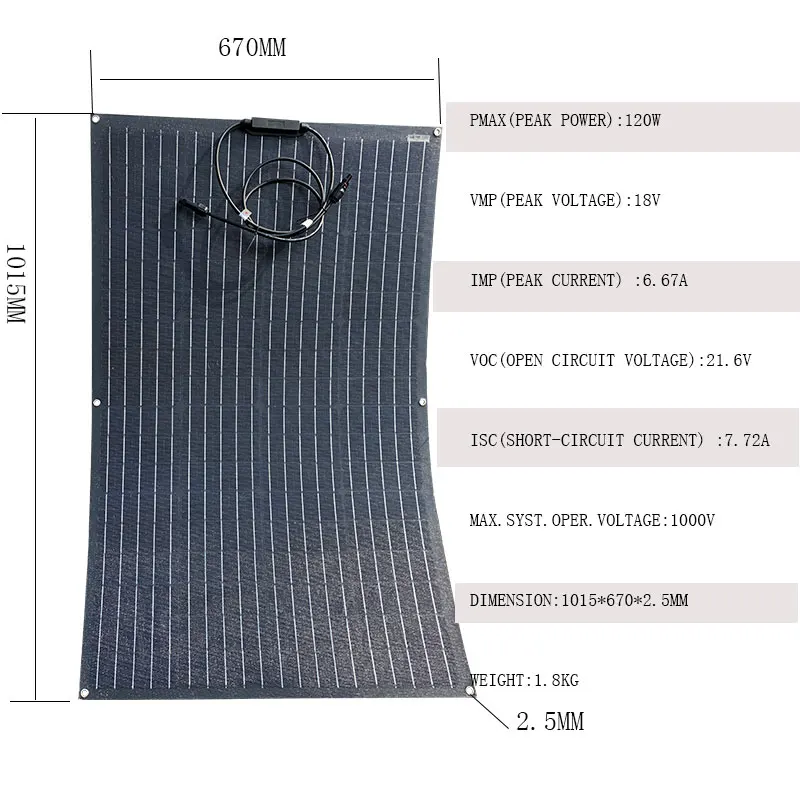 Etfe Solar Panel Flexible 12v 120W 240W 480W 220v 110V  Solar Battery Charger Caravan Camping Car Motorhomes Boat Hiking Light