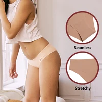 3 Pcs Seamless Panties for Women Breathable Low Waist Sexy Underwear Solid Silk Panties Brief Female Lingerie 3