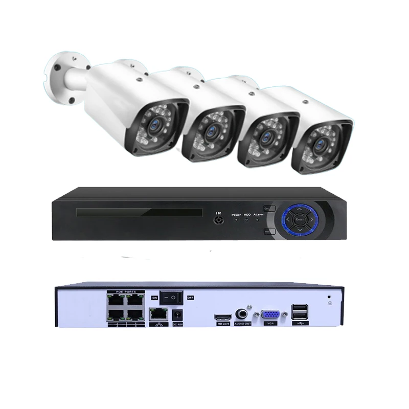 

H.265 4CH POE NVR System1080P POE IP Camera Kit for Outdoor Waterproof ONVIF P2P Mobile Phone View