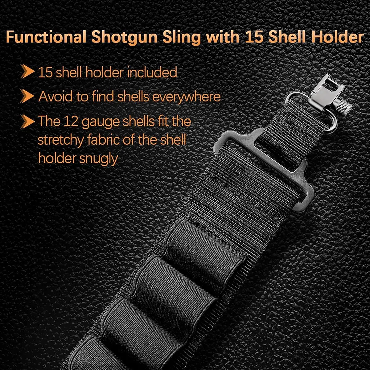 ZOHAN Shotgun Ammo Sling With Shell Holder For 12 Gauge Durable Rifle Slings With Swivels  Hold 15 Rounds For Shooting Hunting